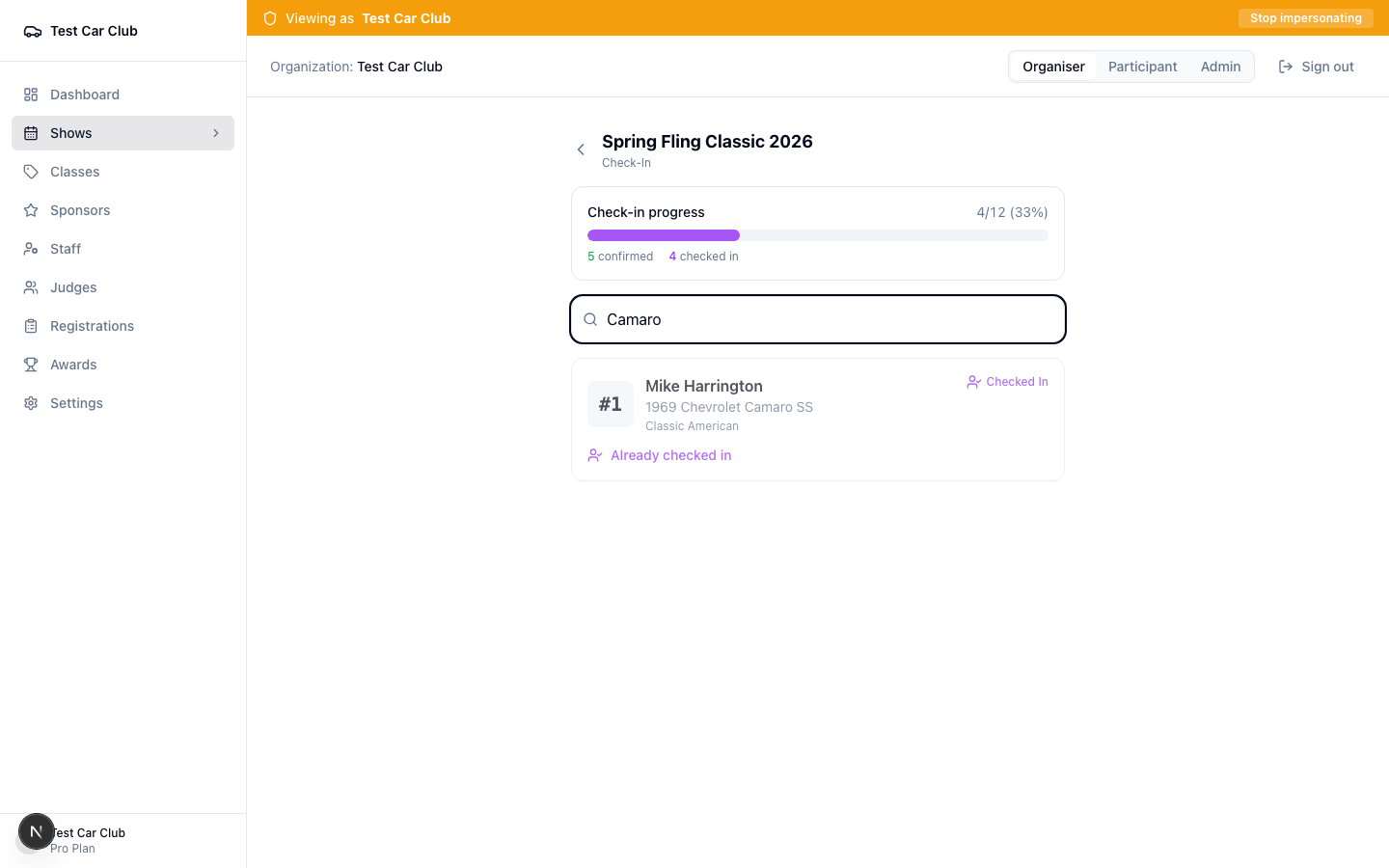 Check-in search